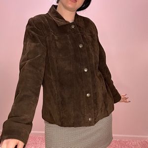 Vintage y2k early 2000s brown suede jacket size 12